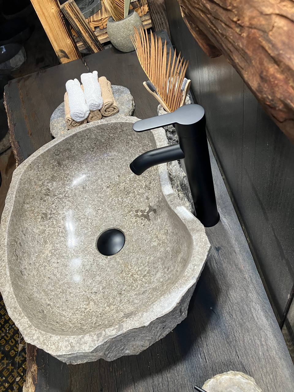 Gray Marble Vessel Sink GMS-114