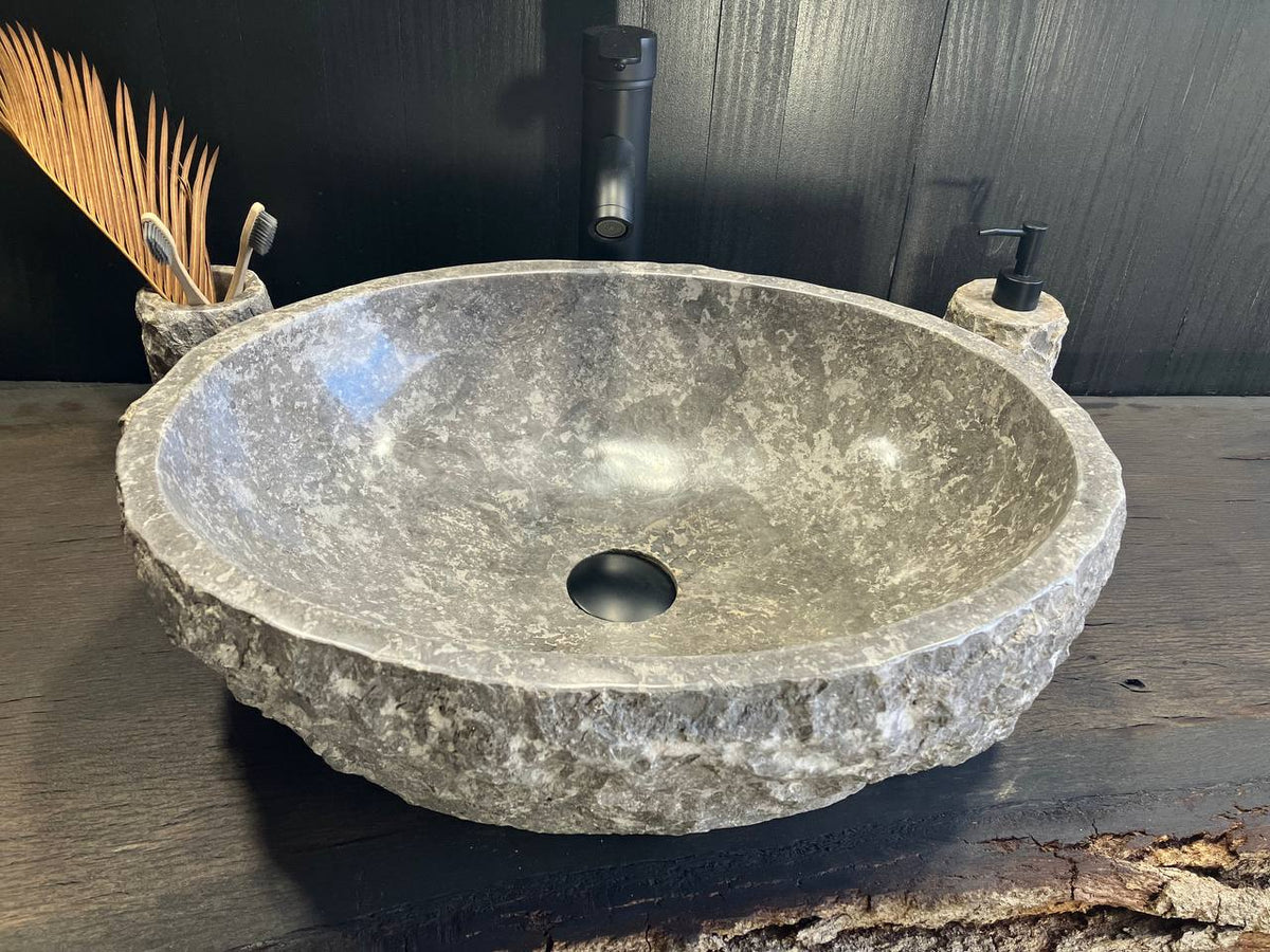 Gray Marble Vessel Sink GMS-006