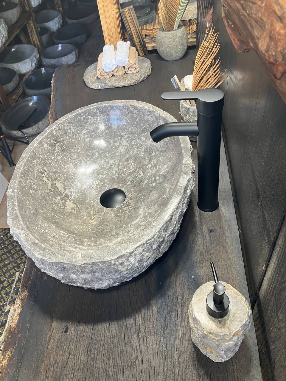Gray Marble Vessel Sink GMS-006