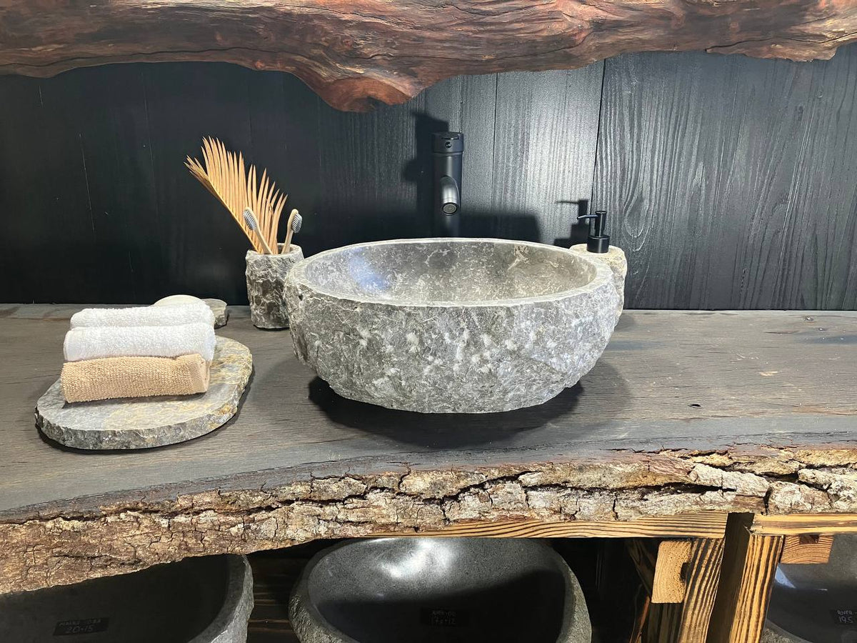 Gray Marble Vessel Sink GMS-019