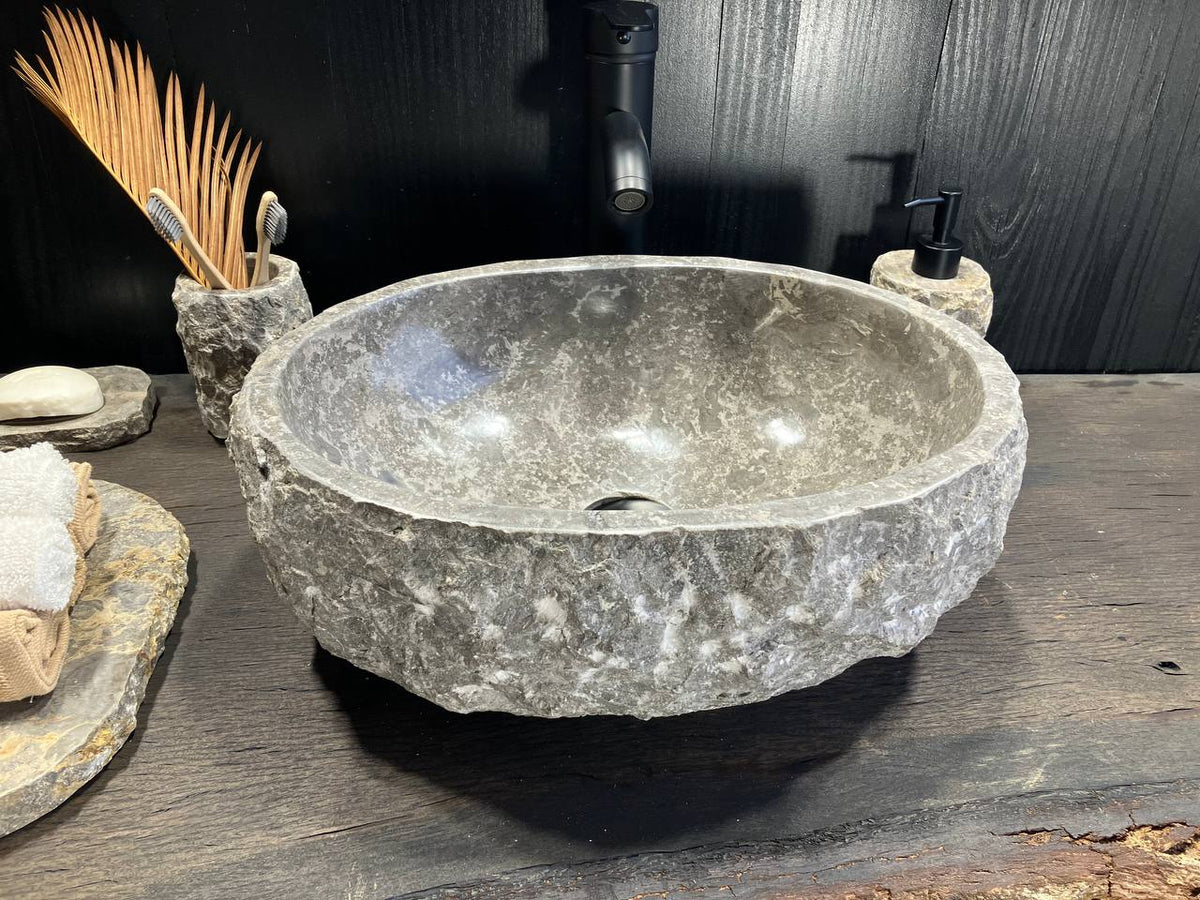 Gray Marble Vessel Sink GMS-019