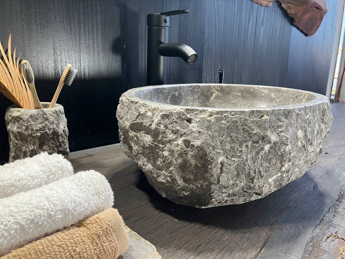Gray Marble Vessel Sink GMS-019