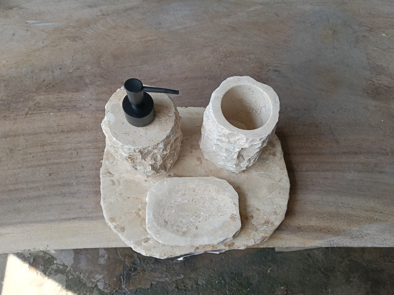 BMS-002 | Beige Marble Bathroom Set