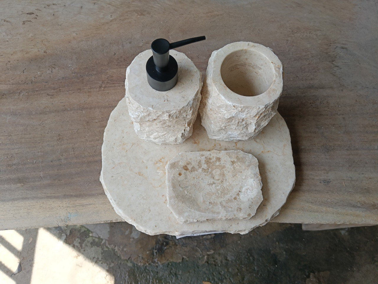 BMS-006 | Beige Marble Bathroom Set