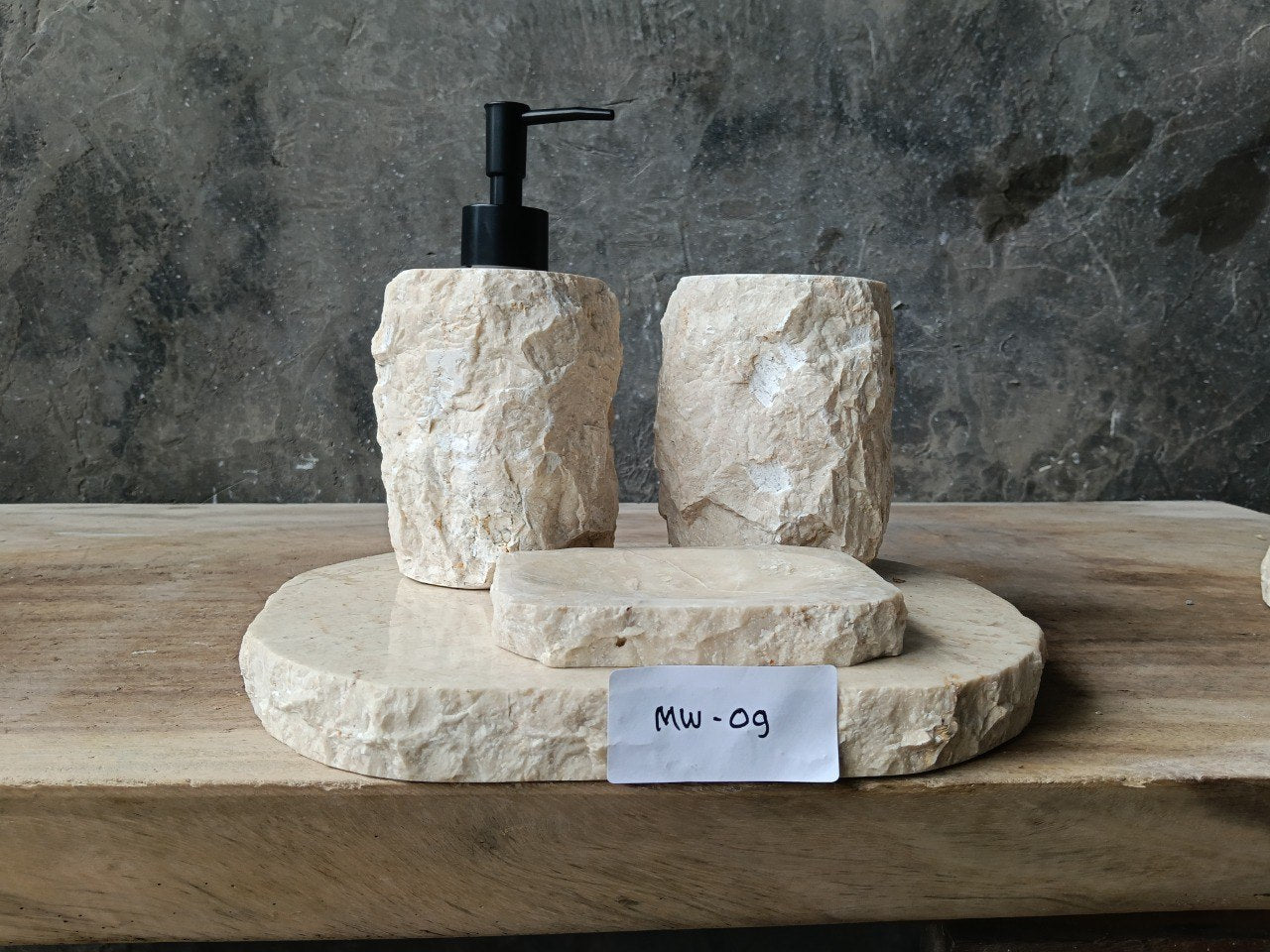 BMS-009 beige marble bathroom stone set