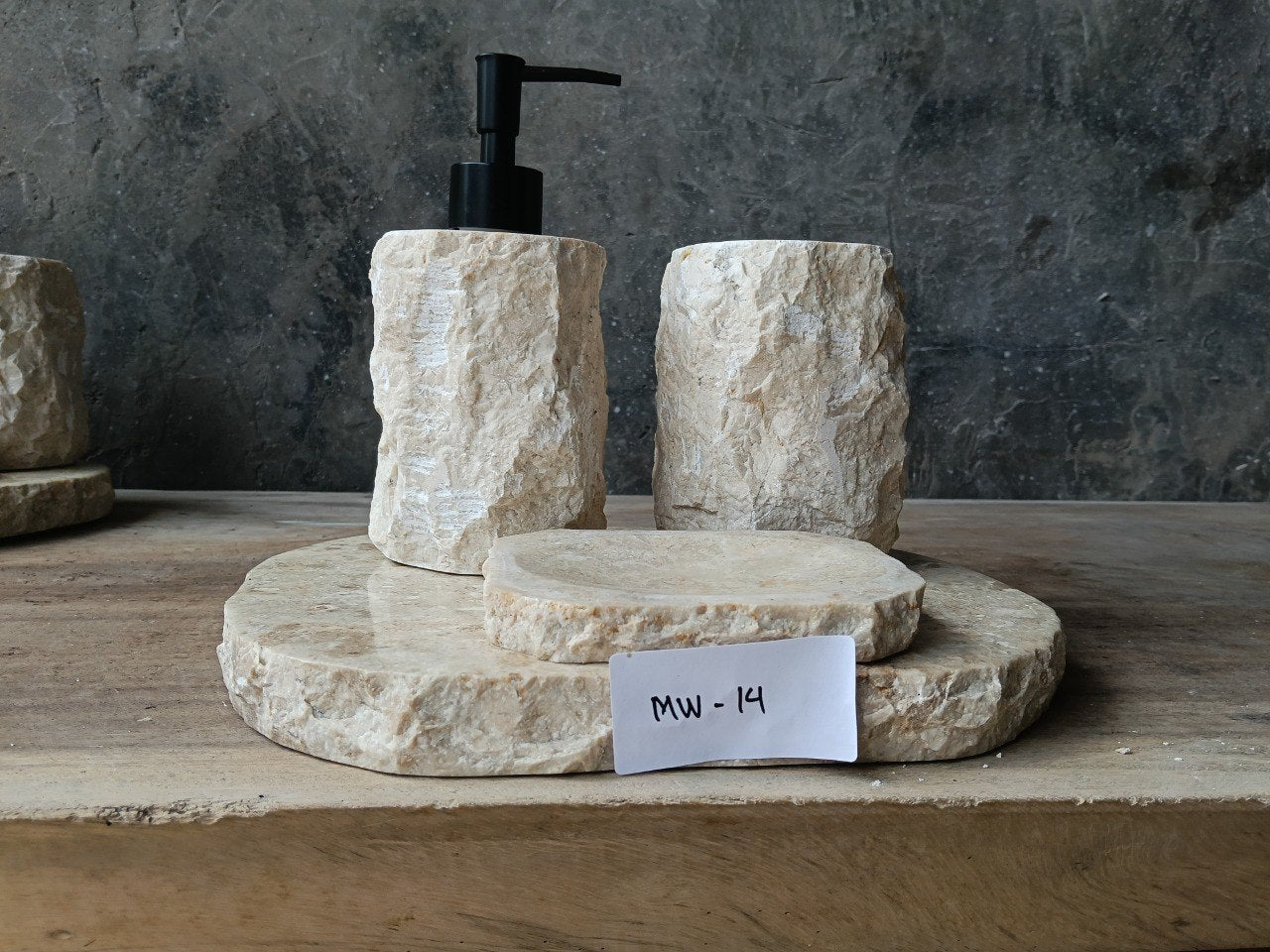 BMS-014 beige marble spa style bathroom set