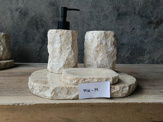 BMS-014 beige marble spa style bathroom set