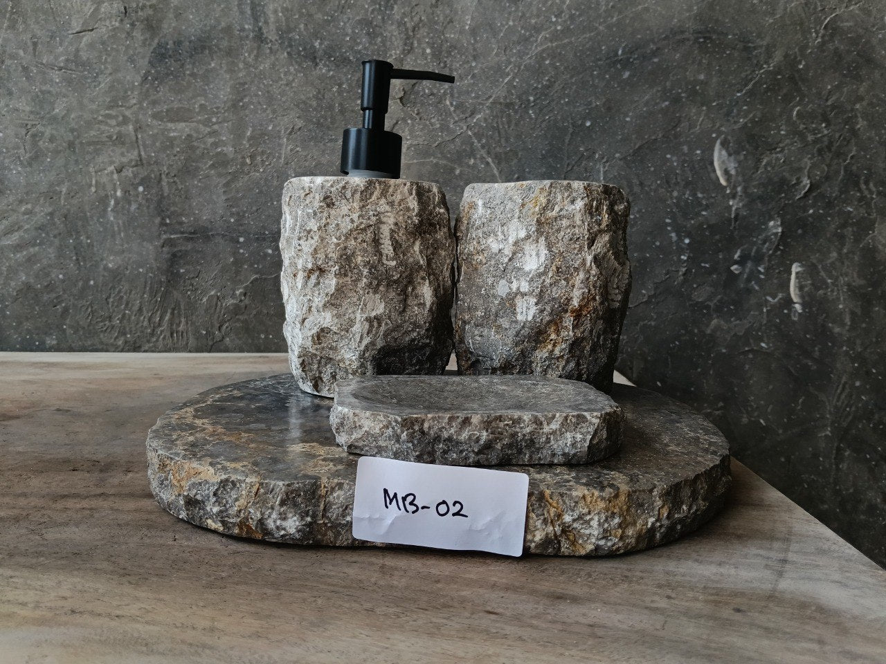 GMS-002 natural gray marble bathroom accessories set