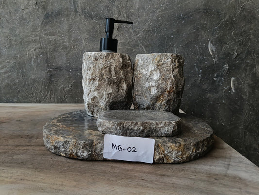 GMS-002 natural gray marble bathroom accessories set