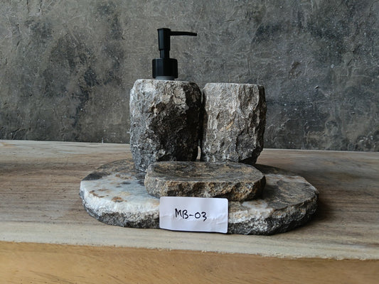 GMS-003 gray marble bathroom set natural stone