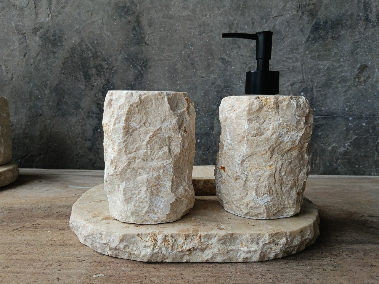 BMS-016 | Beige Marble Bathroom Set