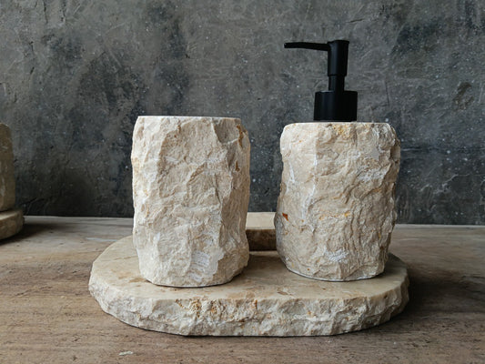 BMS-016 | Beige Marble Bathroom Set