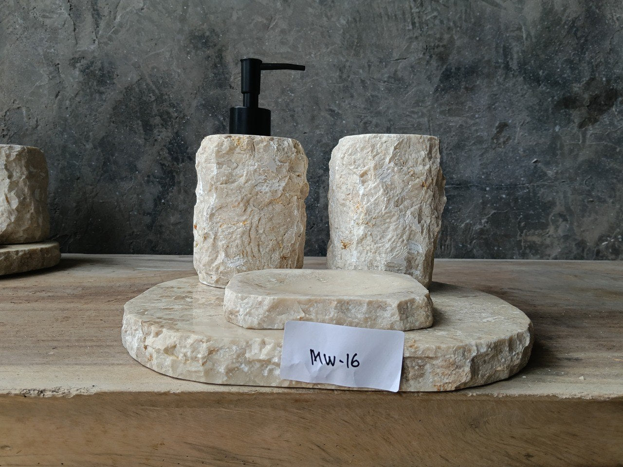 BMS-016 luxury beige marble bathroom set