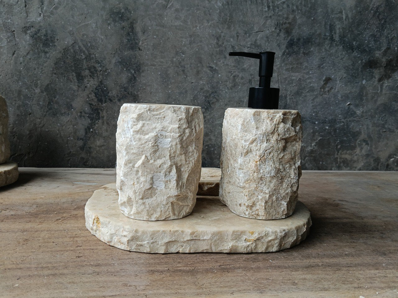 BMS-019 | Beige Marble Bathroom Set