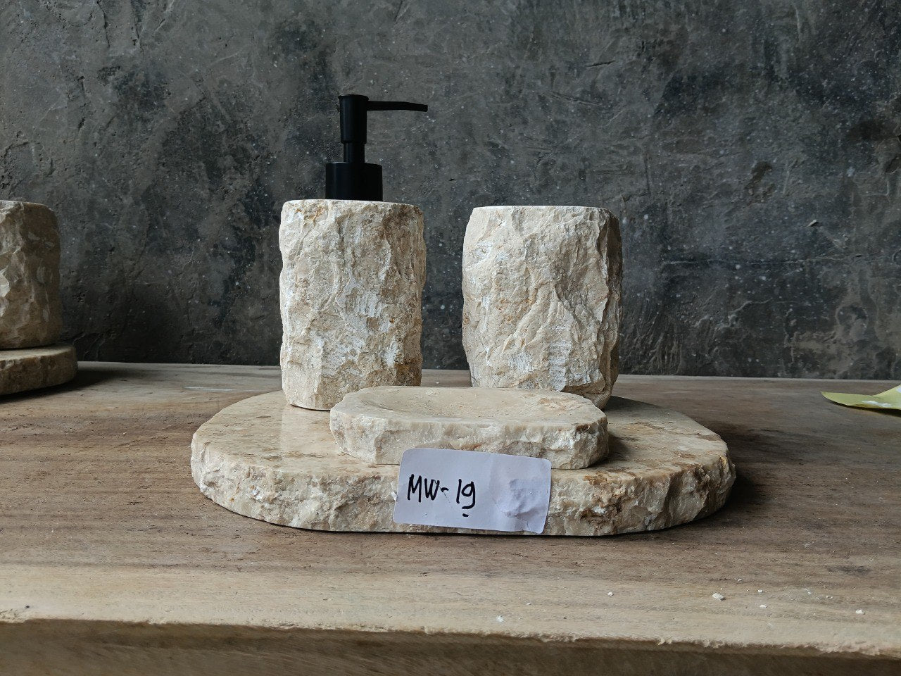 BMS-019 beige marble designer bathroom accessories set