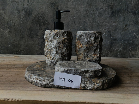 GMS-006 gray marble bathroom set with rough stone texture