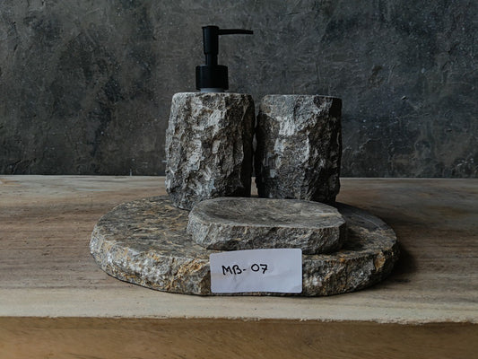 GMS-007 natural gray marble bathroom accessories set