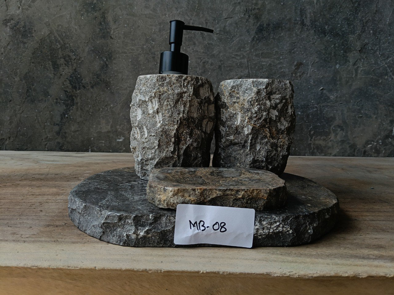 GMS-008 gray marble bathroom set natural stone texture