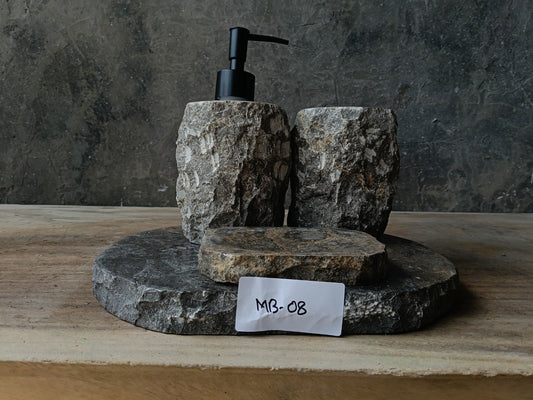 GMS-008 gray marble bathroom set natural stone texture