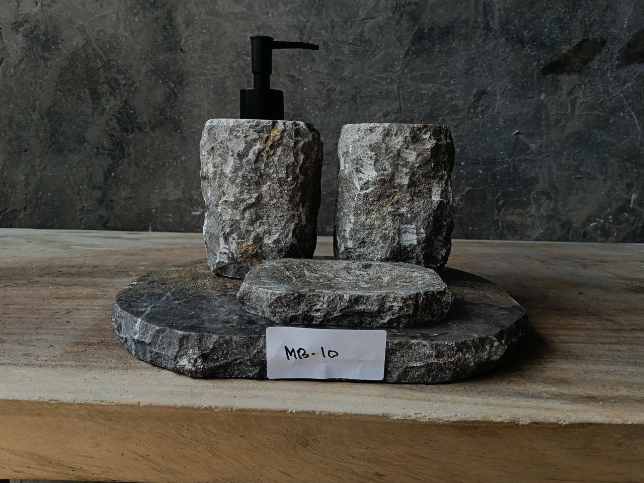 GMS-010 solid gray marble bathroom accessories set