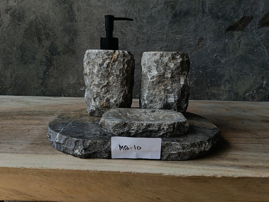 GMS-010 solid gray marble bathroom accessories set