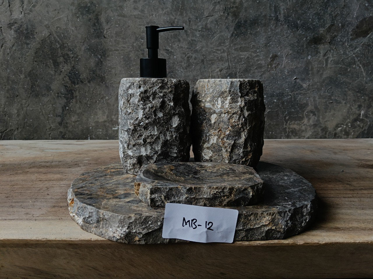 GMS-012 natural gray marble bathroom accessories set