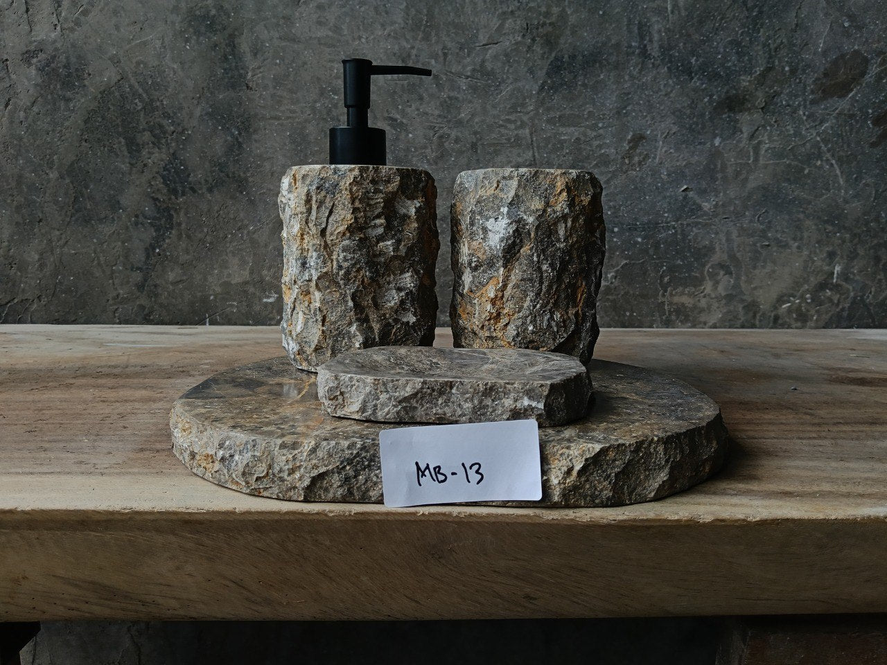 GMS-013 gray marble bathroom set natural stone finish