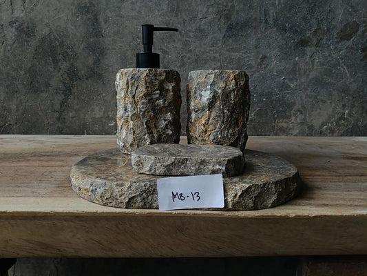 GMS-013 gray marble bathroom set natural stone finish