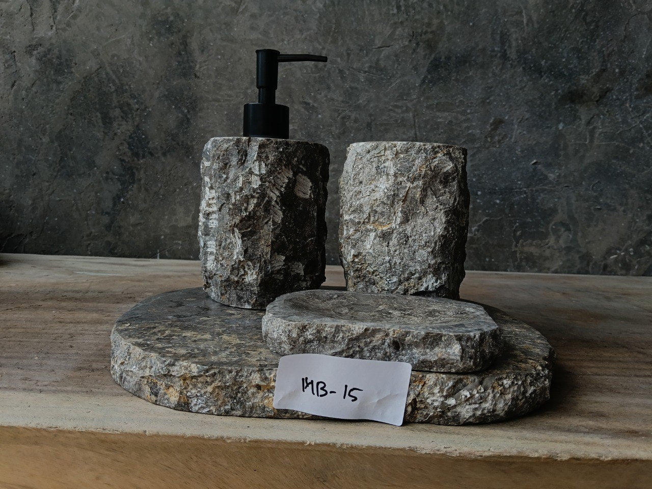 GMS-015 solid gray marble bathroom accessories set