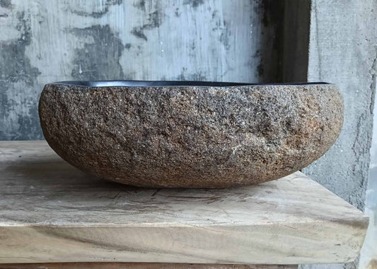 Front view of stone sink 6523-4033 showing rough brown-gray outer texture
