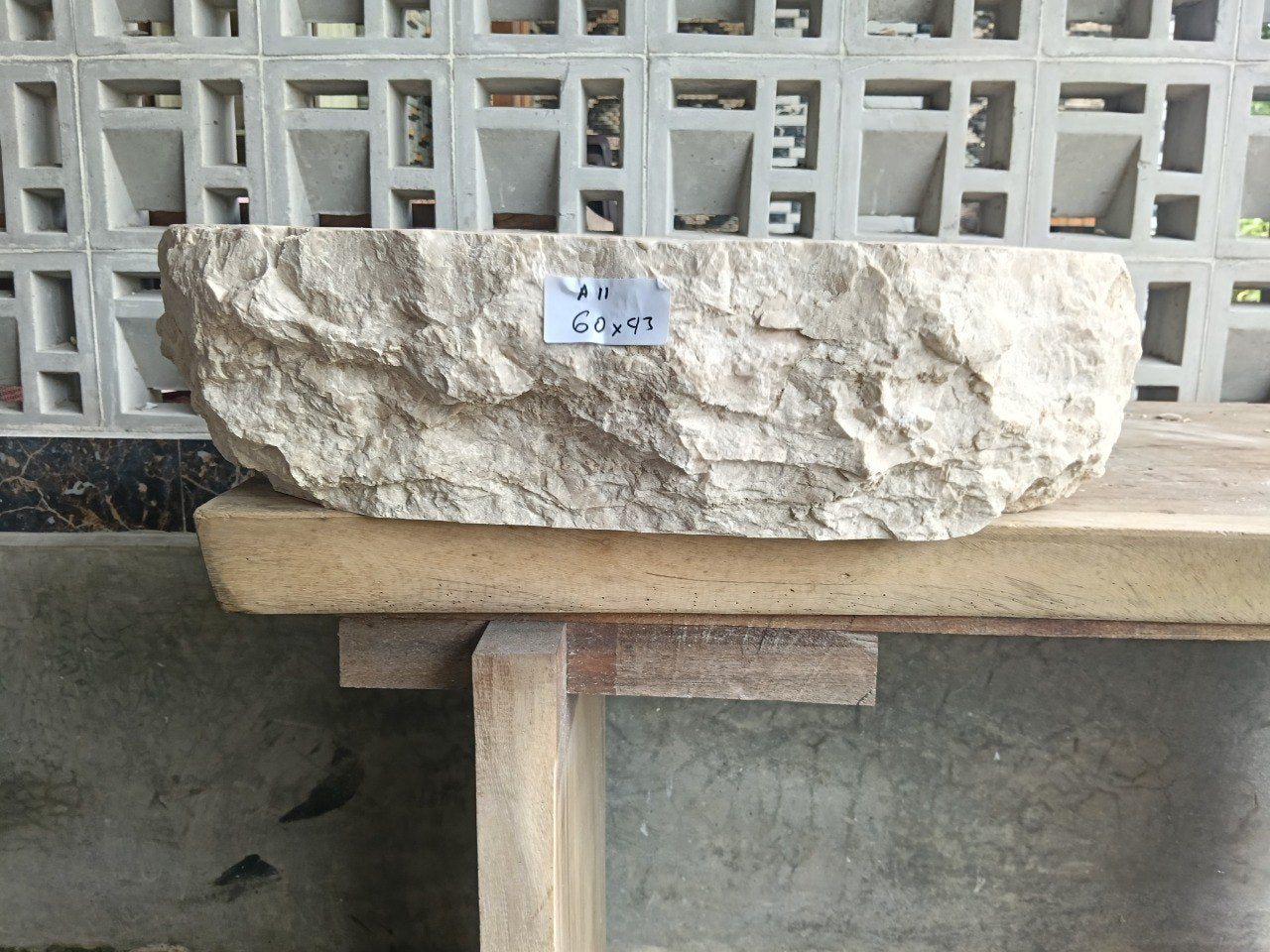 Marble Stone Sink | A11-6043 | 23.5″×17″ Organic Cream Marble Polished