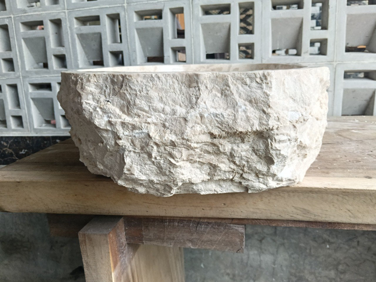 Marble Stone Sink | A11-6043 | 23.5″×17″ Organic Cream Marble Polished