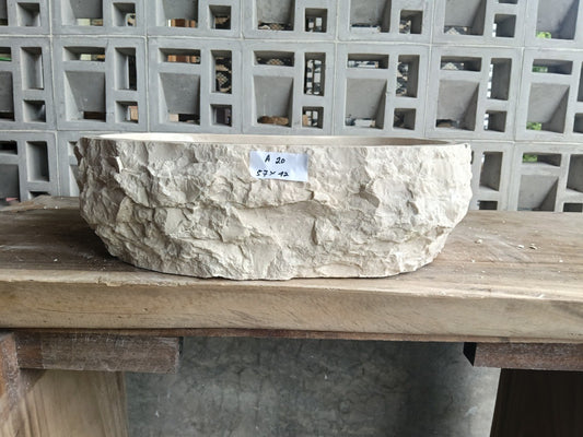 Marble Stone Sink | A20-5742 | 22.5″×16.5″ Organic White Marble Polished