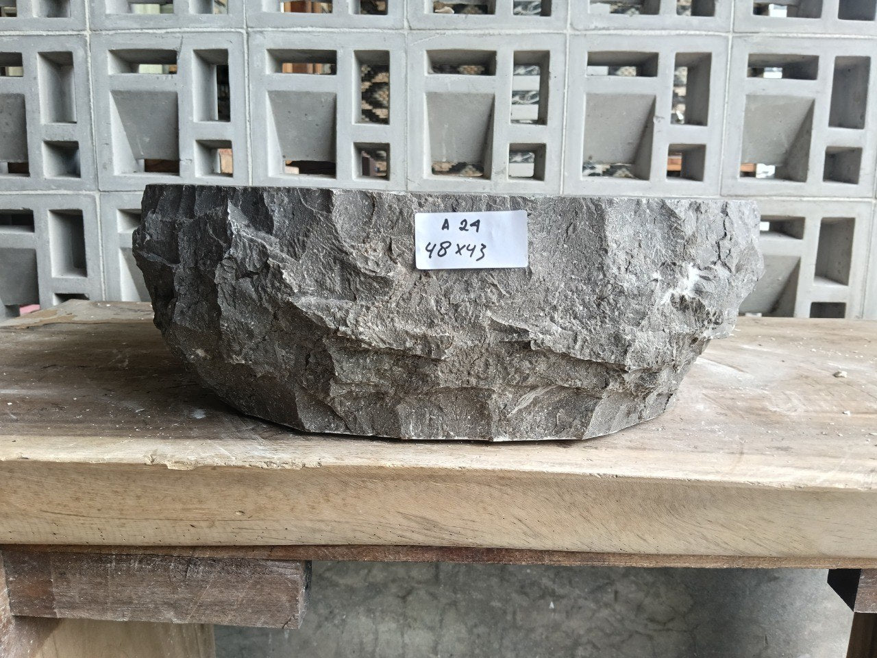 Marble Stone Sink | A24-4843 | 19″×17″ Organic Brown Marble Polished