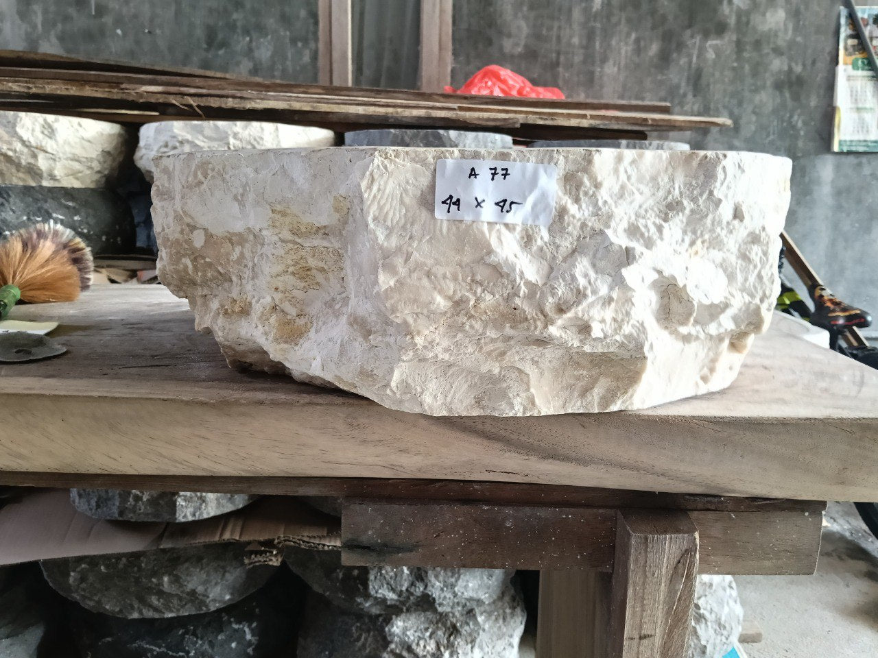 Marble Stone Sink | A77-4445 | 17.5″×18″ Organic Beige Marble Polished