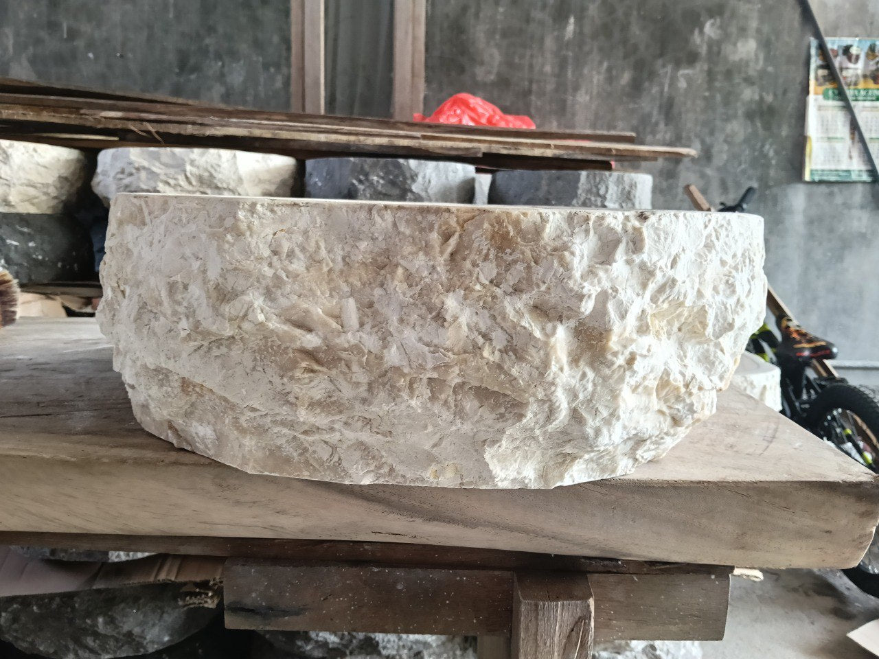 Marble Stone Sink | A77-4445 | 17.5″×18″ Organic Beige Marble Polished