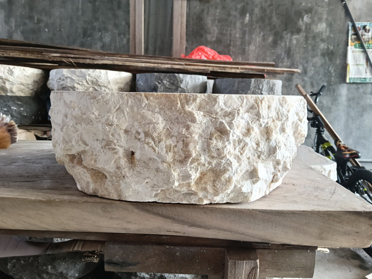 Marble Stone Sink | A77-4445 | 17.5″×18″ Organic Beige Marble Polished