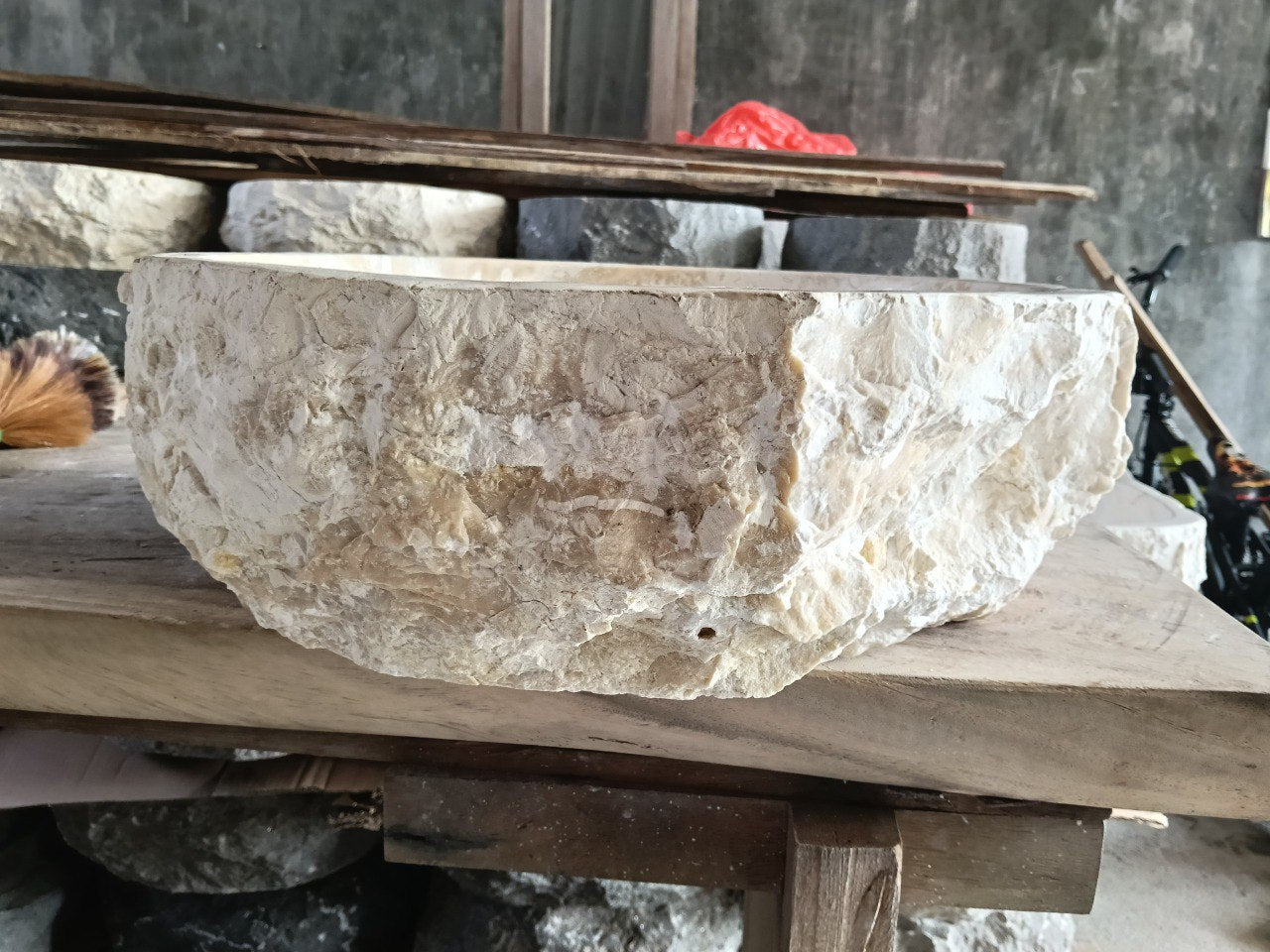 Marble Stone Sink | A77-4445 | 17.5″×18″ Organic Beige Marble Polished