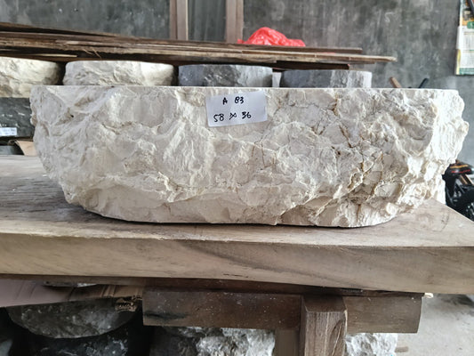 Marble Stone Sink | A83-5836 | 23″×14″ Organic White Marble Polished