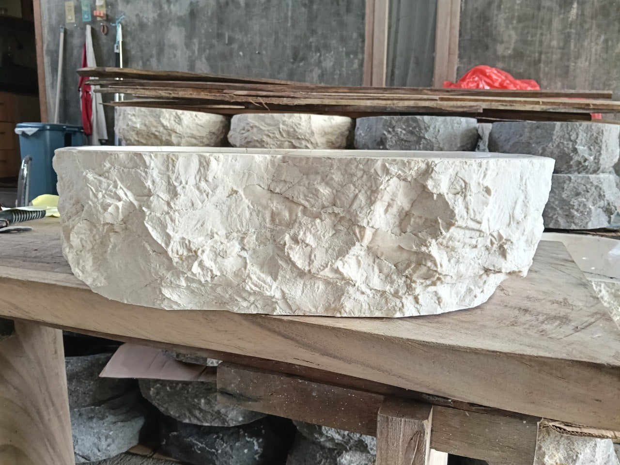 Marble Stone Sink | A83-5836 | 23″×14″ Organic White Marble Polished