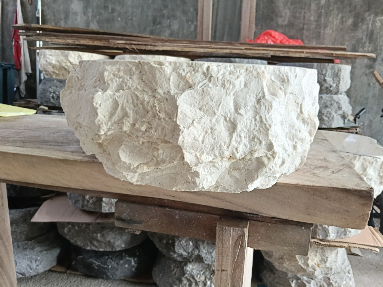 Marble Stone Sink | A83-5836 | 23″×14″ Organic White Marble Polished