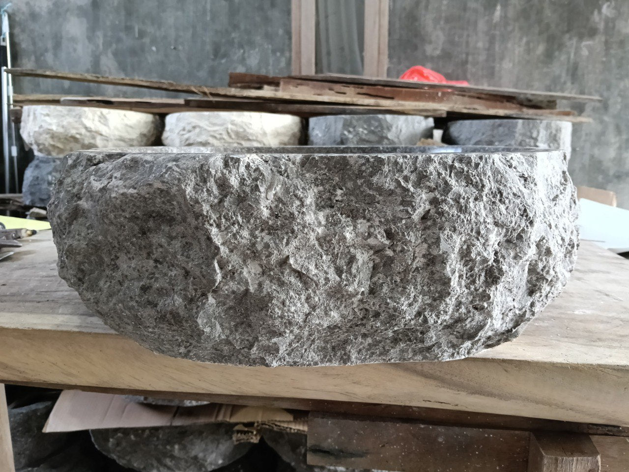Marble Stone Sink | A84-4545 | 18″×18″ Organic Dark Marble Polished