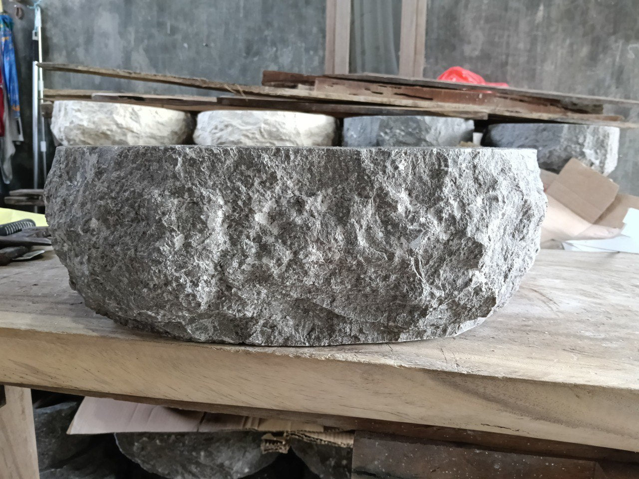 Marble Stone Sink | A84-4545 | 18″×18″ Organic Dark Marble Polished