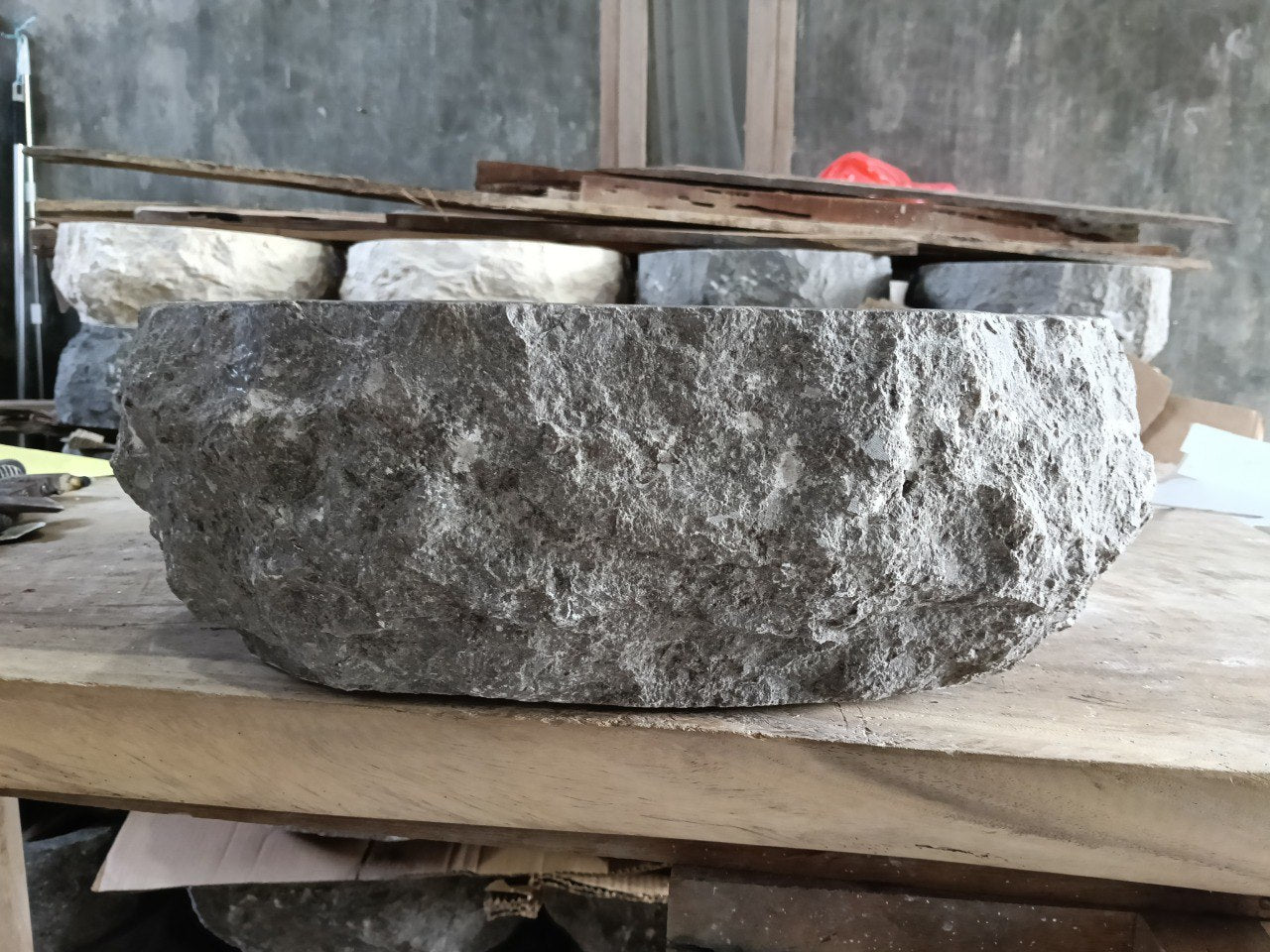 Marble Stone Sink | A84-4545 | 18″×18″ Organic Dark Marble Polished