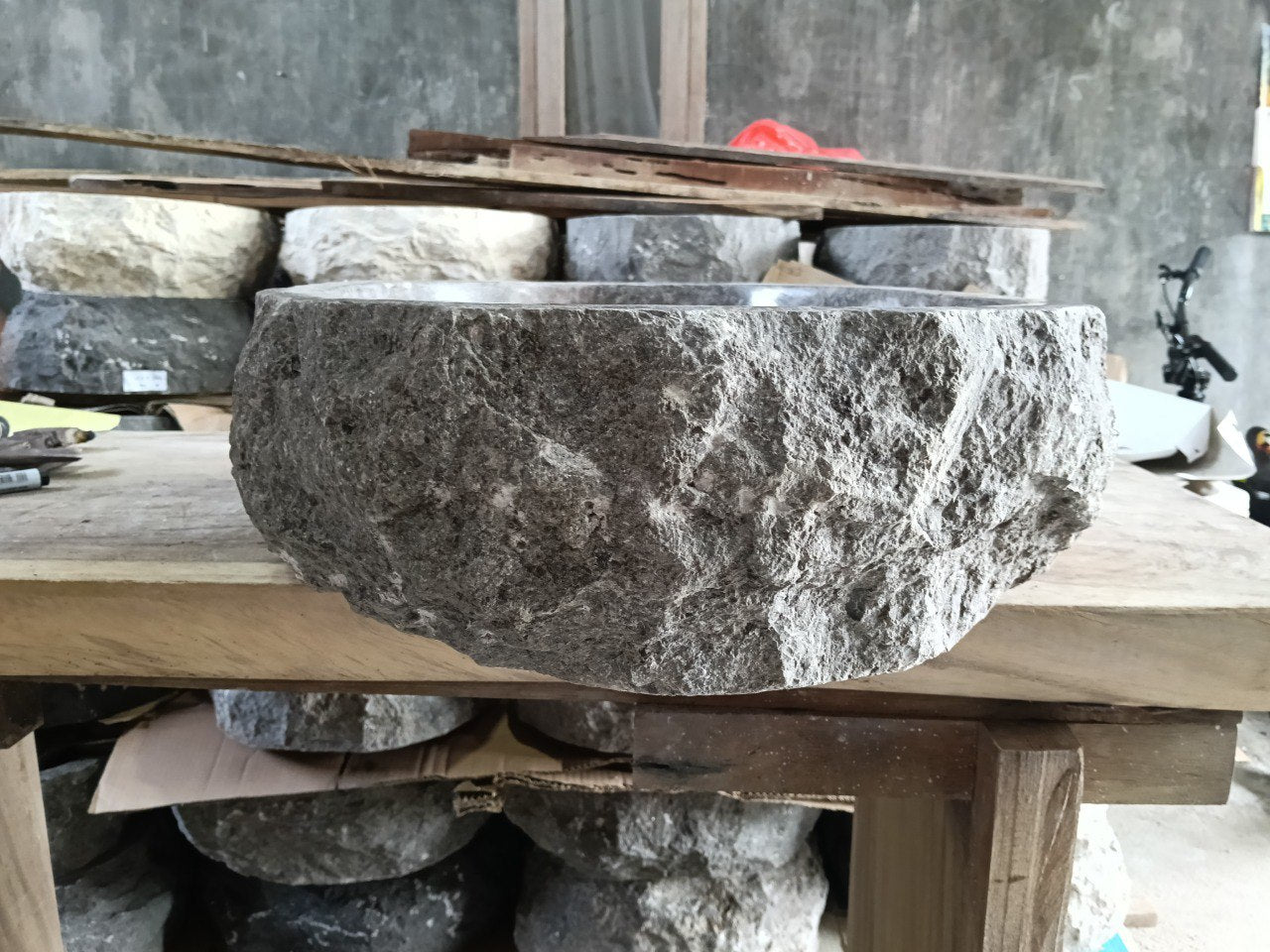 Marble Stone Sink | A85-5742 | 22.5″×16.5″ Organic Dark Marble Polished