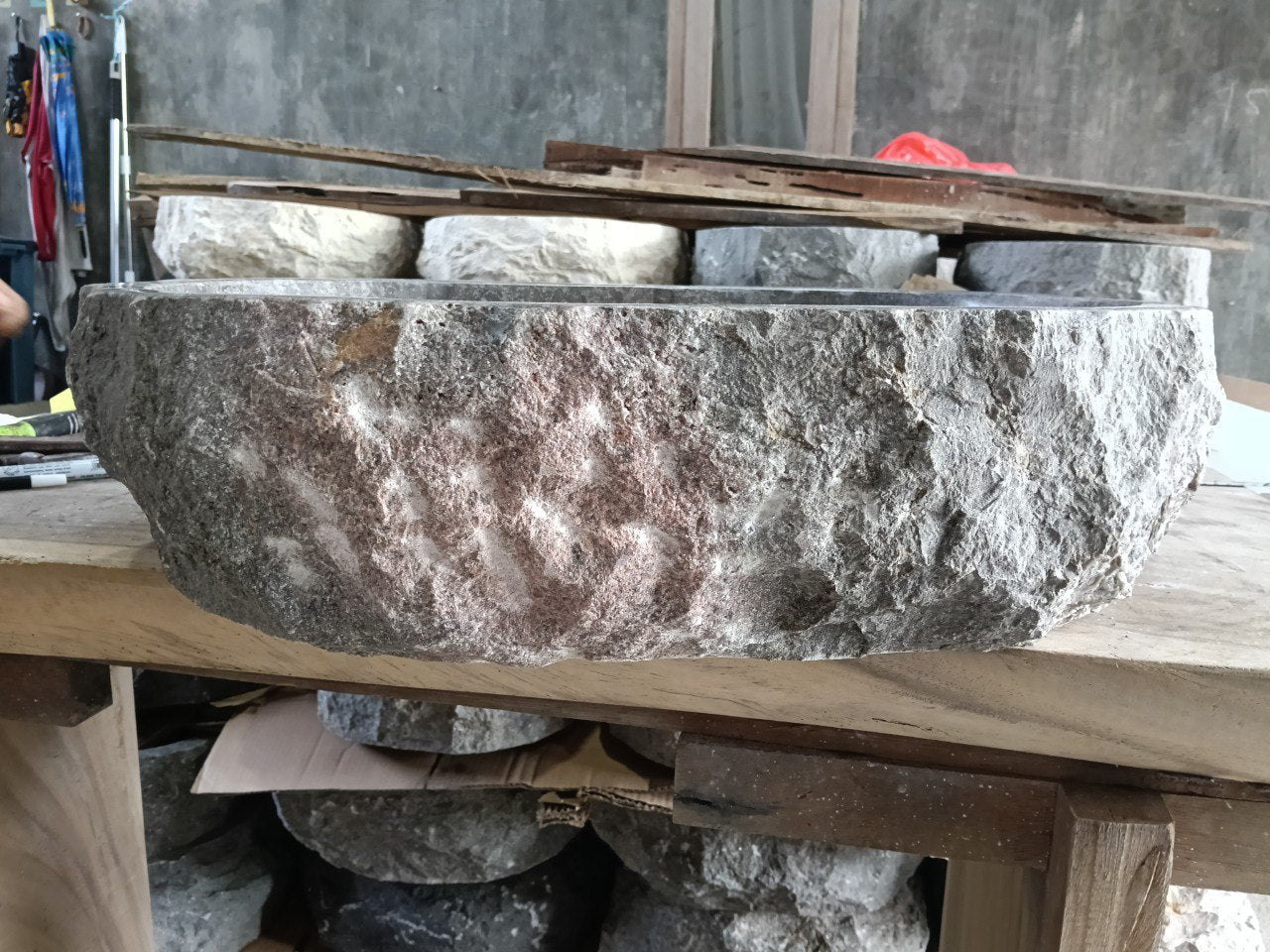 Marble Stone Sink | A85-5742 | 22.5″×16.5″ Organic Dark Marble Polished