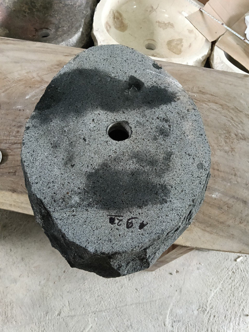 Andesite Stone Sink | A92-5241 | 20.5″×16″ Organic Black Andesite Polished