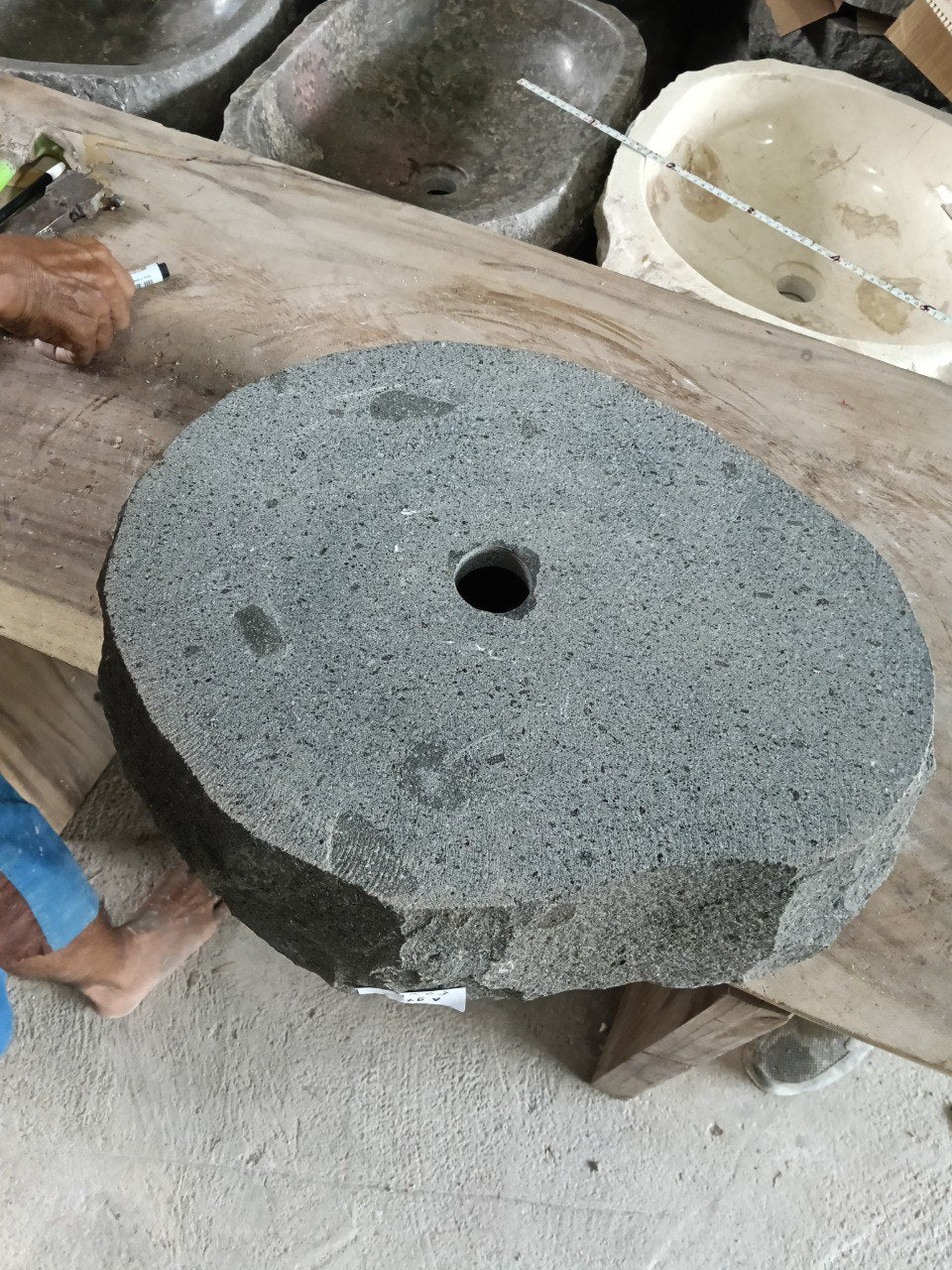 Andesite Stone Sink | A97-5241 | 20.5″×16″ Organic Black Andesite Polished