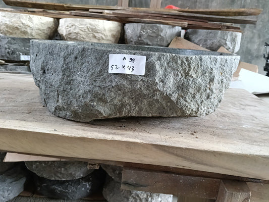 Andesite Stone Sink | A99-5243 | 20.5″×17″ Organic Dark Gray Andesite Polished