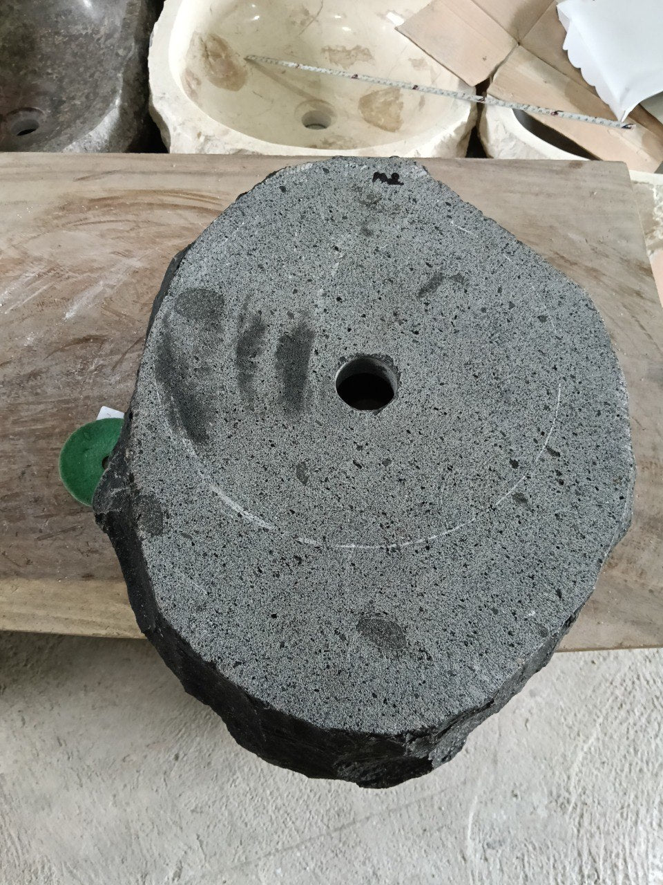 Andesite Stone Sink | A102-5141 | 20″×16.5″ Organic Black Andesite Polished